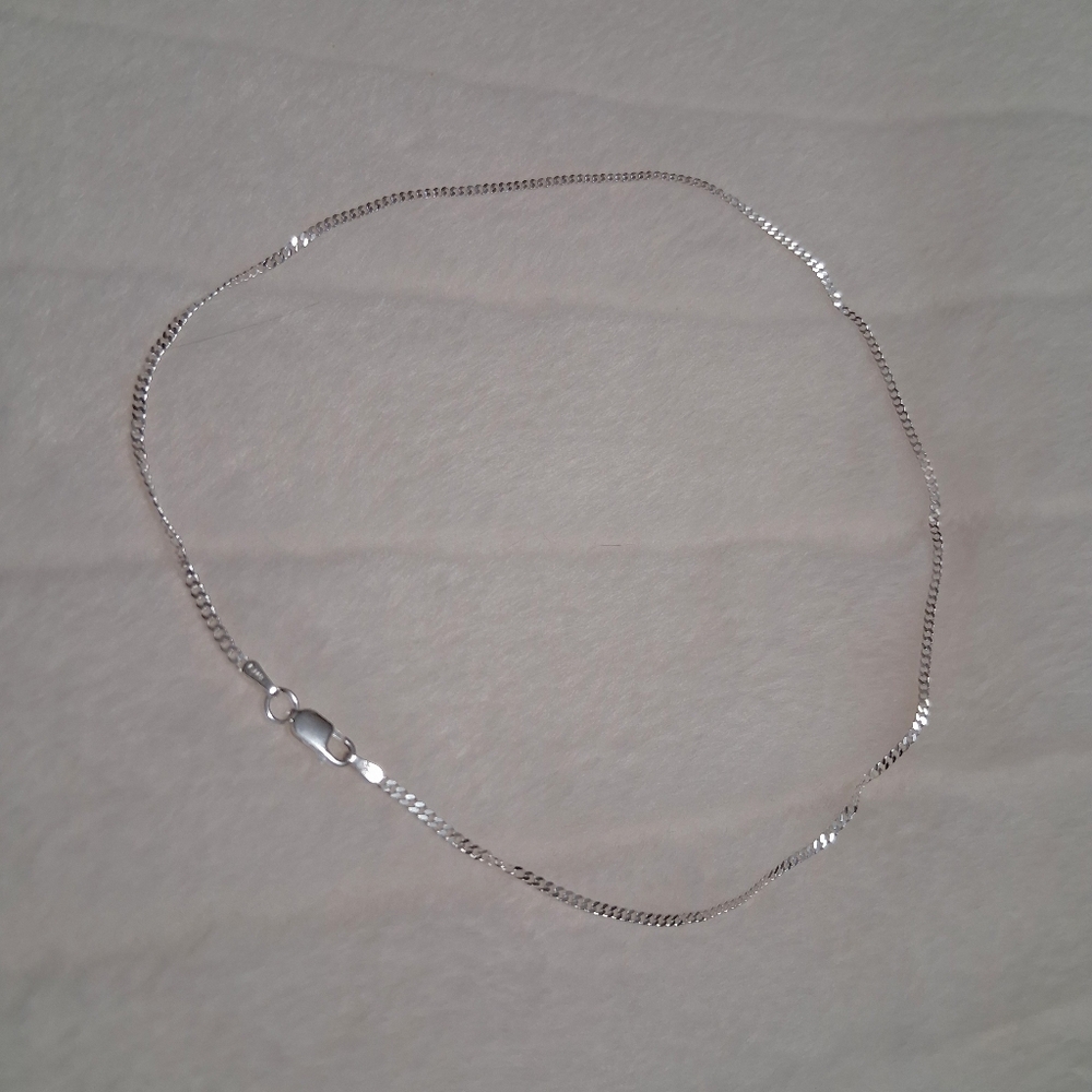 Solid 925 Ster. Silver 16" Italian Made 2mm Cuban Chain - Picture 2 of 4